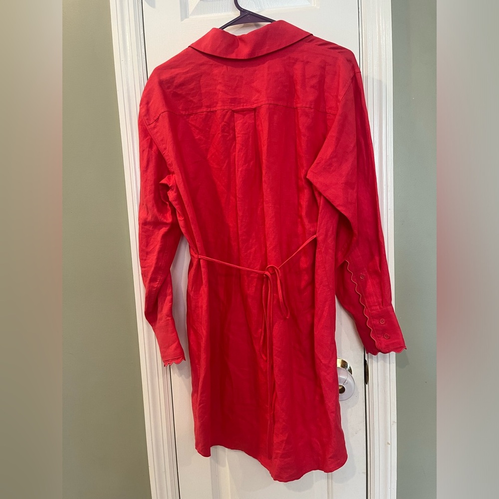 Scalloped Shirt Dress In Geranium Size XS B1 - Picture 11 of 12
